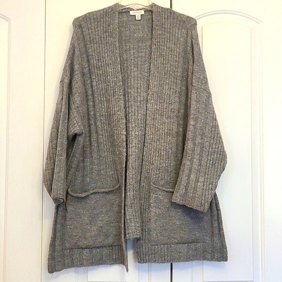 Topshop Oversized Gray Marl Cardigan Sweater Size 4-6 (S) - Picture 3 of 10